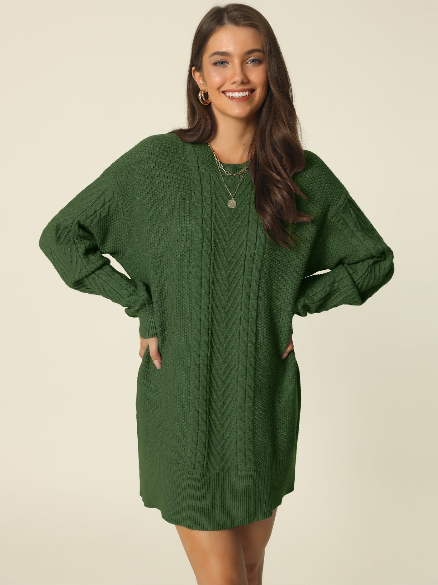 Bublédon Loose Fit Thick Round Neck Sweater Dress