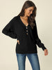 Knit Relax Fit V Neck Long Sleeve Shift Top