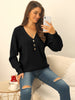 Knit Relax Fit V Neck Long Sleeve Shift Top