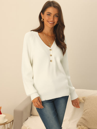 Knit Relax Fit V Neck Long Sleeve Shift Top