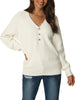 Knit Relax Fit V Neck Long Sleeve Shift Top