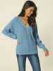 Knit Relax Fit V Neck Long Sleeve Shift Top