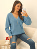 Knit Relax Fit V Neck Long Sleeve Shift Top