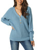 Knit Relax Fit V Neck Long Sleeve Shift Top