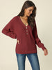 Knit Relax Fit V Neck Long Sleeve Shift Top