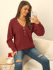 Knit Relax Fit V Neck Long Sleeve Shift Top