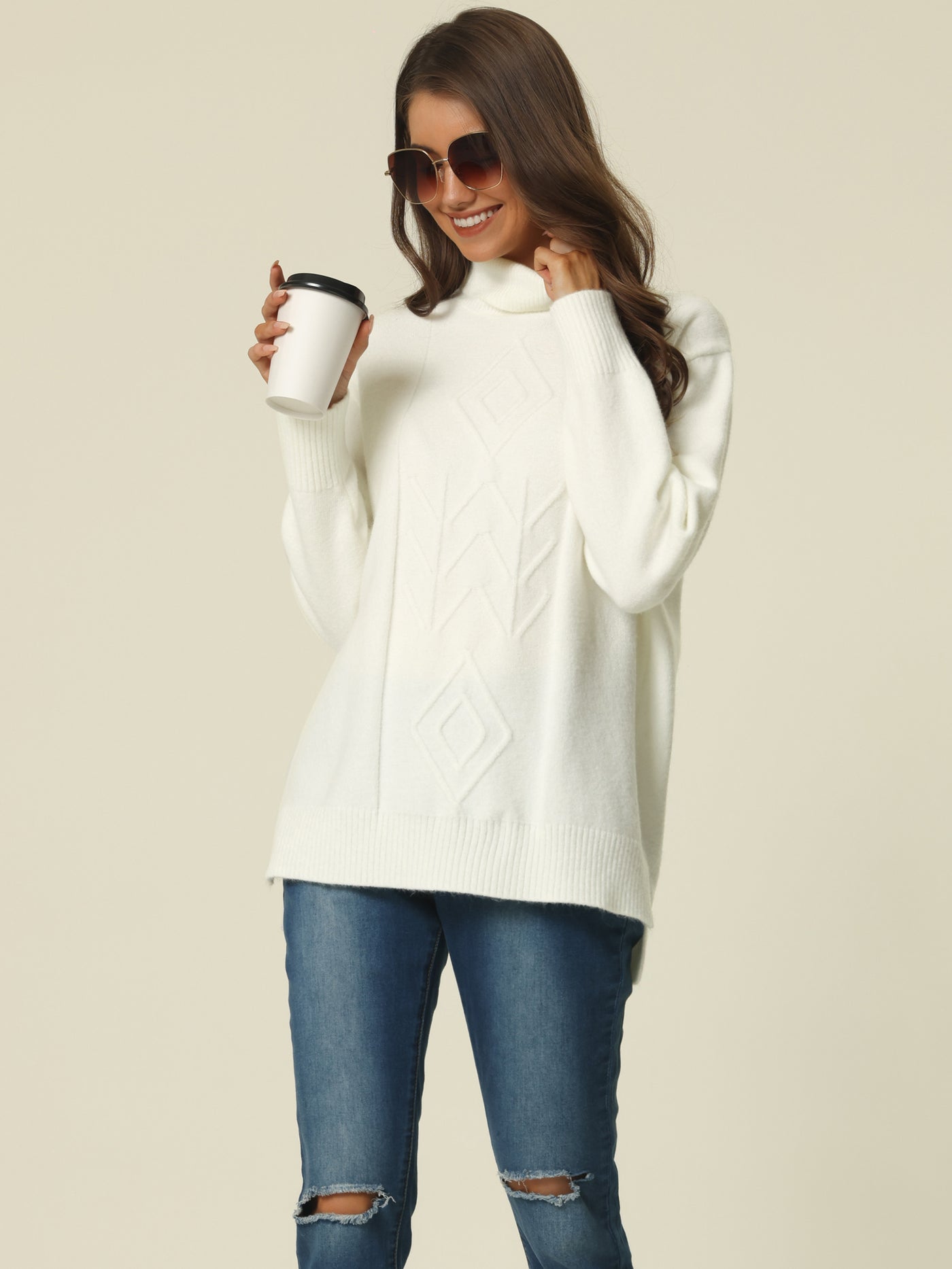 Bublédon Thick Loose Fit Polo Collar Long Sleeve Top