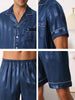 Men Satin Button Down Striped Short Sleeve and Shorts Pajama Set