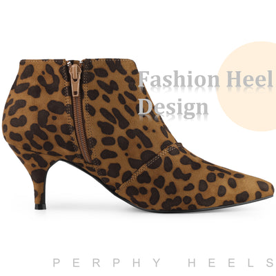 Perphy Pointed Toe Cutout Kitten Heels Ankle Boots for Women