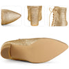 Perphy Glitter Pointed Toe Block Heel Ankle Boots for Women