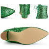 Perphy Glitter Pointed Toe Block Heel Ankle Boots for Women