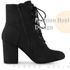 Perphy Round Toe Chunky High Heel Lace Up Ankle Boots for Women