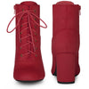Perphy Round Toe Chunky High Heel Lace Up Ankle Boots for Women