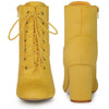 Perphy Round Toe Chunky High Heel Lace Up Ankle Boots for Women