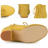 Perphy Round Toe Chunky High Heel Lace Up Ankle Boots for Women