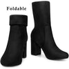 Perphy Rounded Toe Block Heeled Foldable Ankle Boots for Women