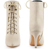 Perphy Pointy Toe Zip Lace Up Stiletto Heel Ankle Boots for Women