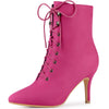 Perphy Pointy Toe Zip Lace Up Stiletto Heel Ankle Boots for Women