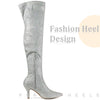 Perphy Glitter Pointed Toe Stiletto Heels Over the Knee High Boots for Women