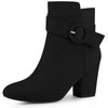 Perphy Round Toe Side Zip Chunky Heel Ankle Boots for Women