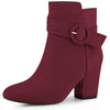 Perphy Round Toe Side Zip Chunky Heel Ankle Boots for Women