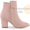 Perphy Round Toe Side Zip Chunky Heel Ankle Boots for Women