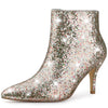 Perphy Pointed Toe Stiletto Heel Glitter Ankle Boots for Women