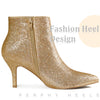Perphy Pointed Toe Stiletto Heel Glitter Ankle Boots for Women