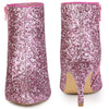 Perphy Pointed Toe Stiletto Heel Glitter Ankle Boots for Women