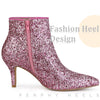 Perphy Pointed Toe Stiletto Heel Glitter Ankle Boots for Women