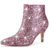 Perphy Pointed Toe Stiletto Heel Glitter Ankle Boots for Women