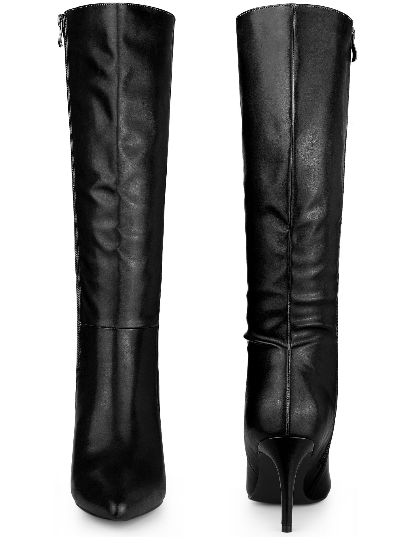 Bublédon Pointed Toe Side Zipper Knee High Boots for Women