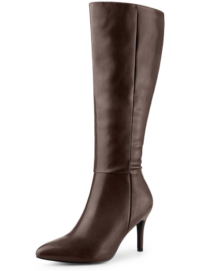 Pointed Toe Side Zipper Knee High Boots for Women