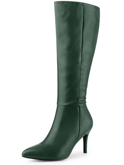 Bublédon Pointed Toe Side Zipper Knee High Boots for Women
