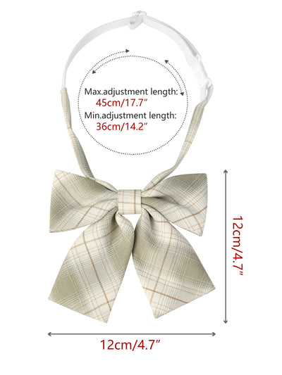 Women's Elastic Band Pretied Colorful Plaid Bow Ties for Cosplay Uniform