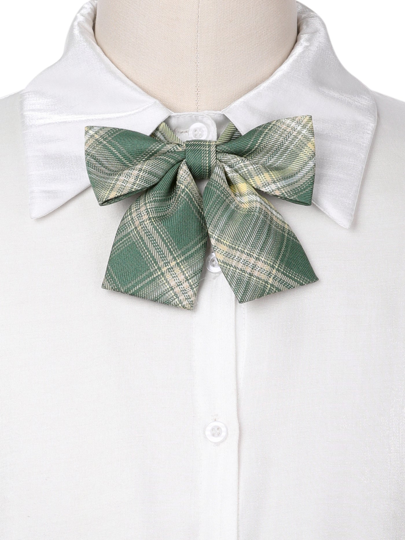 Bublédon Women's Elastic Band Pretied Colorful Plaid Bow Ties for Cosplay Uniform