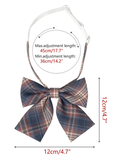 Women's Elastic Band Pretied Colorful Plaid Bow Ties for Cosplay Uniform