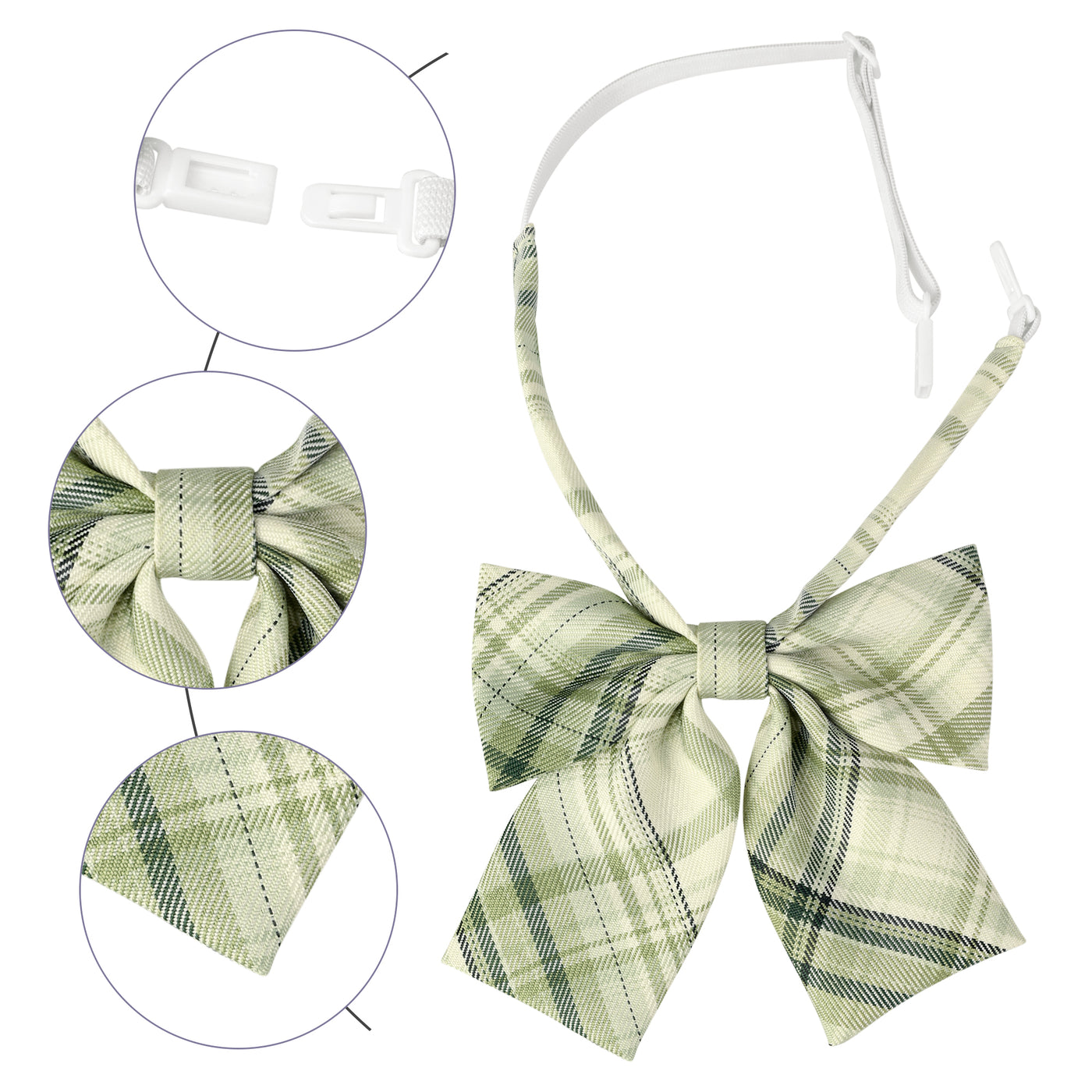 Bublédon Plaid Uniform Pre-tied Knot Cute Stylish Colorful Bow Ties for Women
