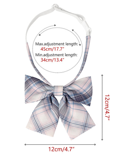 Plaid Pretied Knot, Adjustable Neck Strap, Colorful Bow Ties for Women Formal Casual