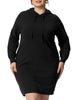 H Line Cable Hood Long Sleeve Sweater Dress