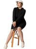 H Line Cable Hood Long Sleeve Sweater Dress