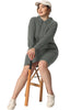 H Line Cable Hood Long Sleeve Sweater Dress