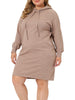 H Line Cable Hood Long Sleeve Sweater Dress