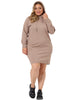 H Line Cable Hood Long Sleeve Sweater Dress