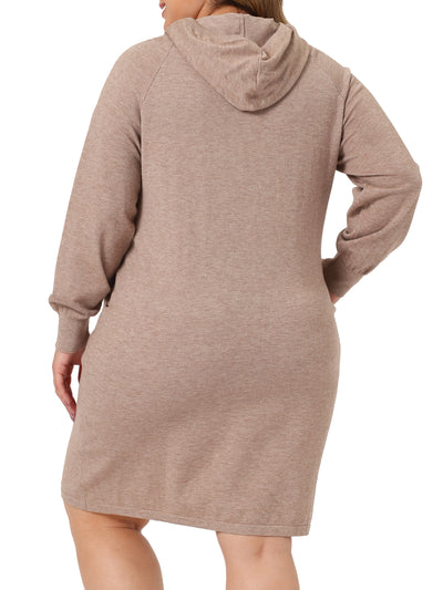 H Line Cable Hood Long Sleeve Sweater Dress