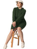 H Line Cable Hood Long Sleeve Sweater Dress