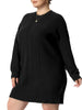 H Line Cable Round Neck Long Sleeve Sweater Dress