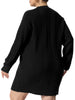 H Line Cable Round Neck Long Sleeve Sweater Dress