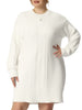 H Line Cable Round Neck Long Sleeve Sweater Dress