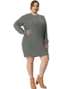 H Line Cable Round Neck Long Sleeve Sweater Dress